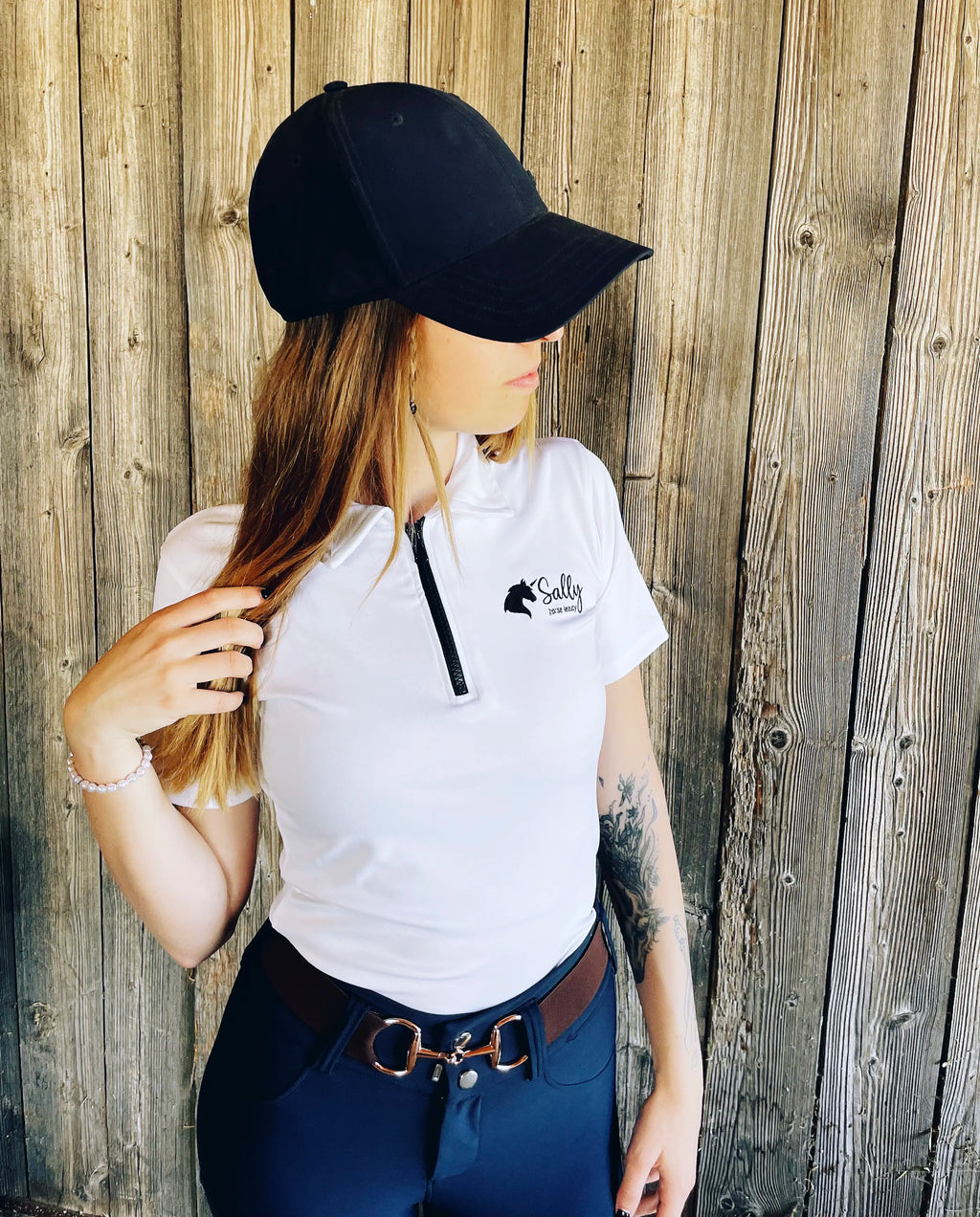 Sally lovagló póló fehér