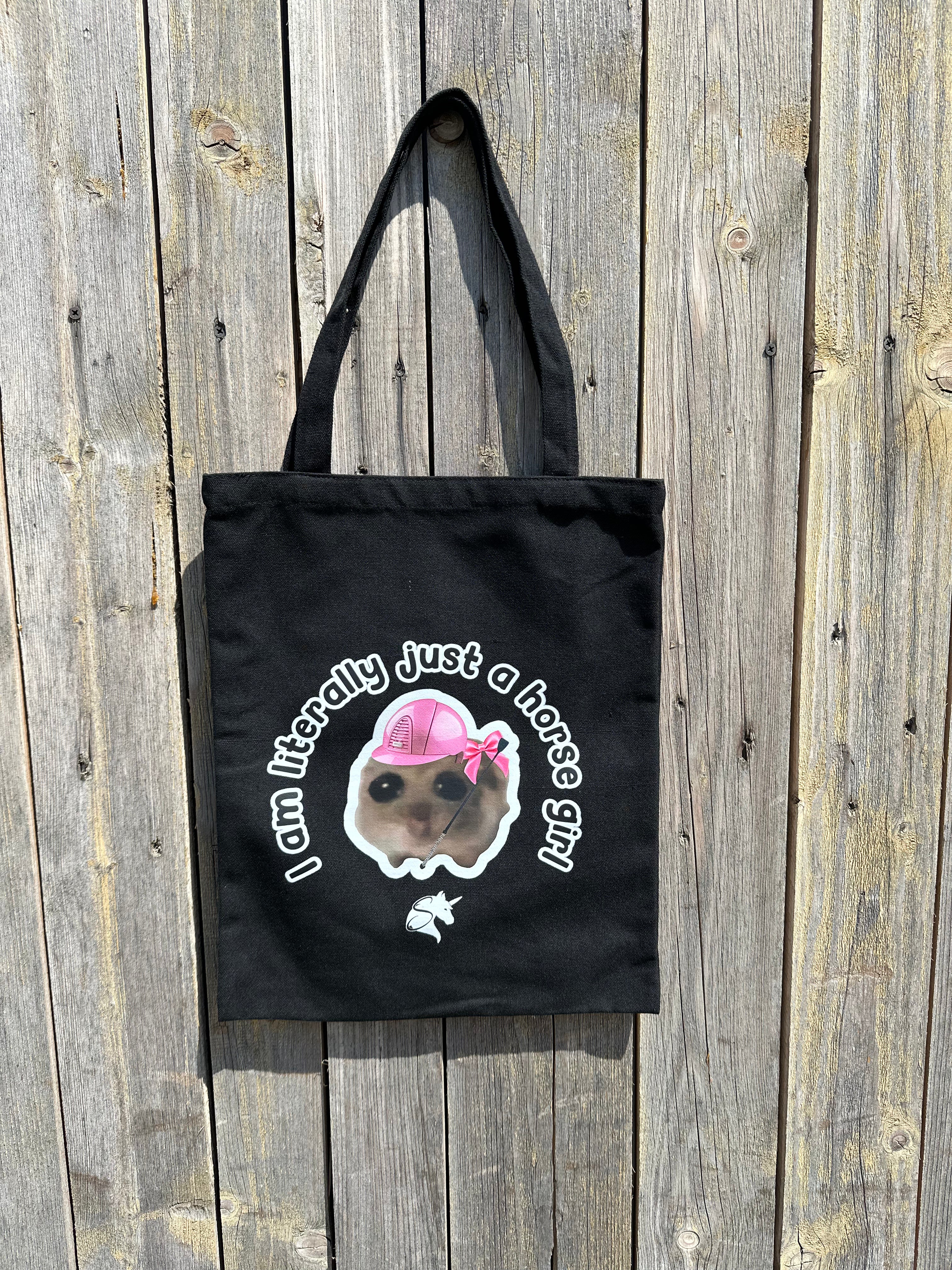 Hamster meme black canvas bag