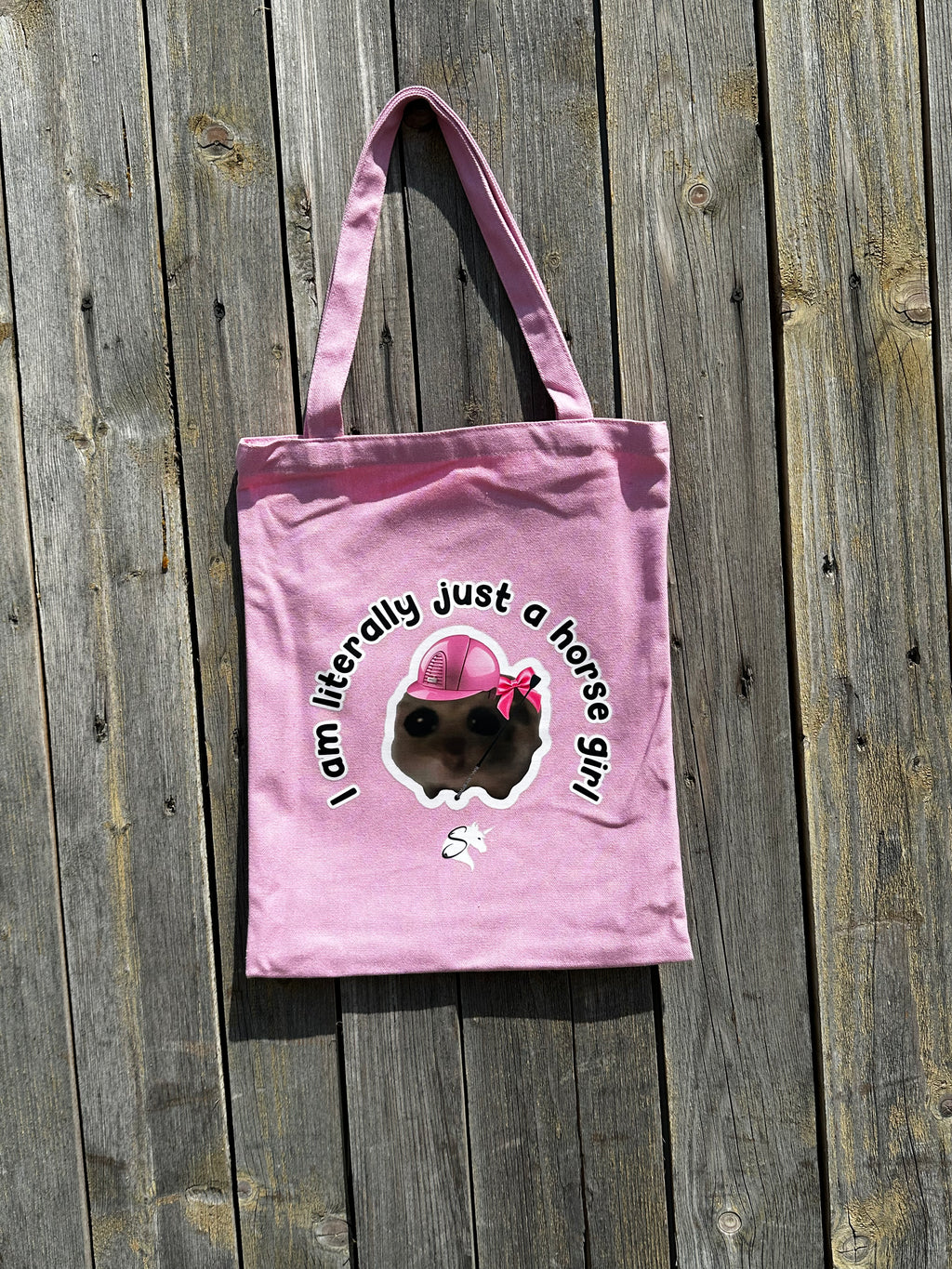 Hamster meme pink canvas bag