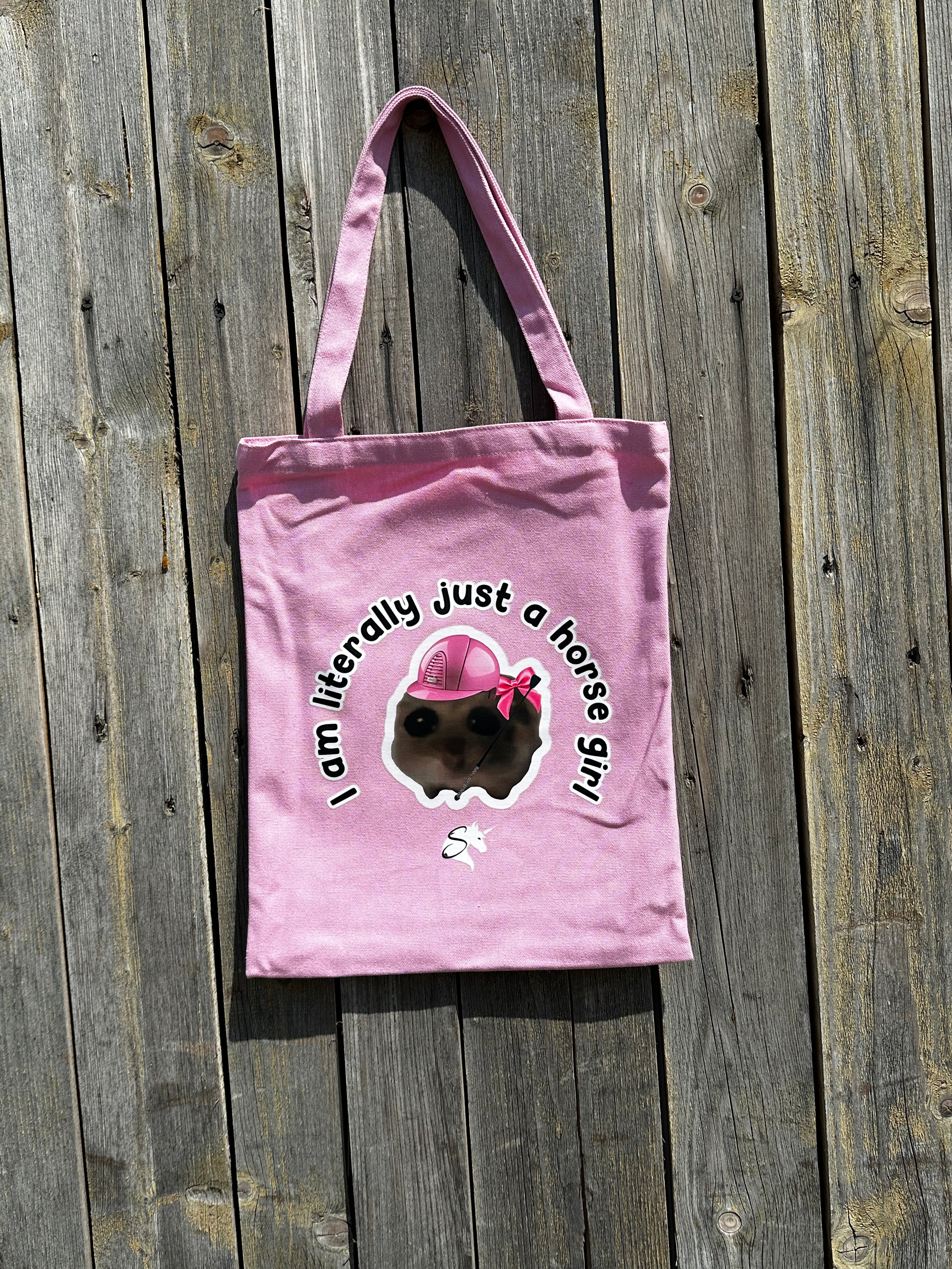 Hamster meme pink canvas bag