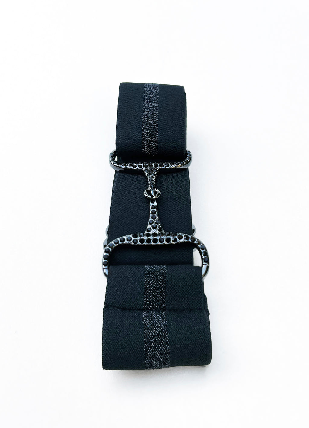 Fekete - fekete strasszköves zablás öv